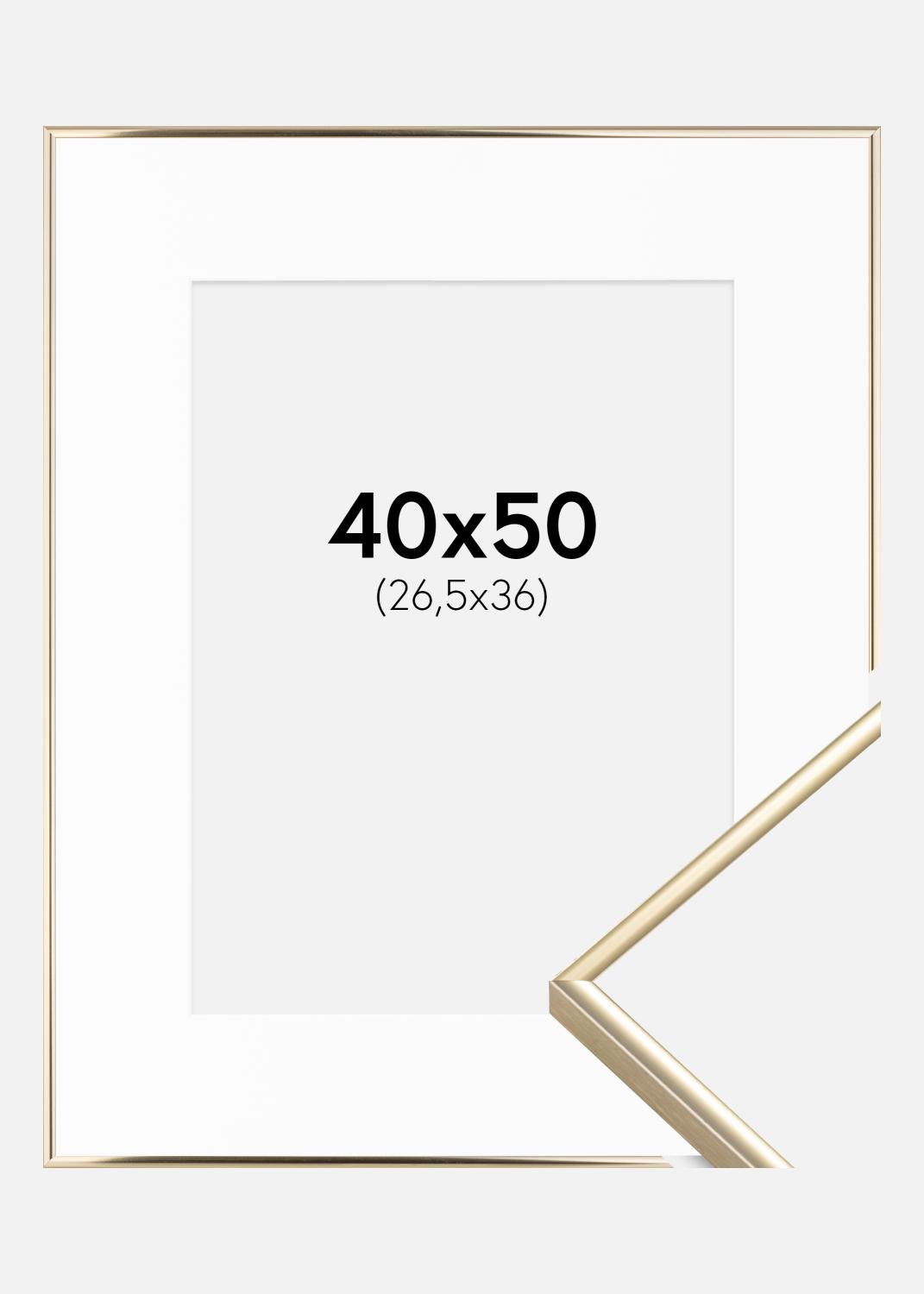 Product Image for Ramme Visby Blank Guld 40x50 cm - Passepartout Hvid 27,5x37 cm