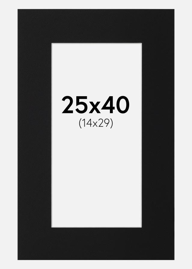 Passepartout Sort Standard (Hvid kerne) 25x40 cm (14x29)