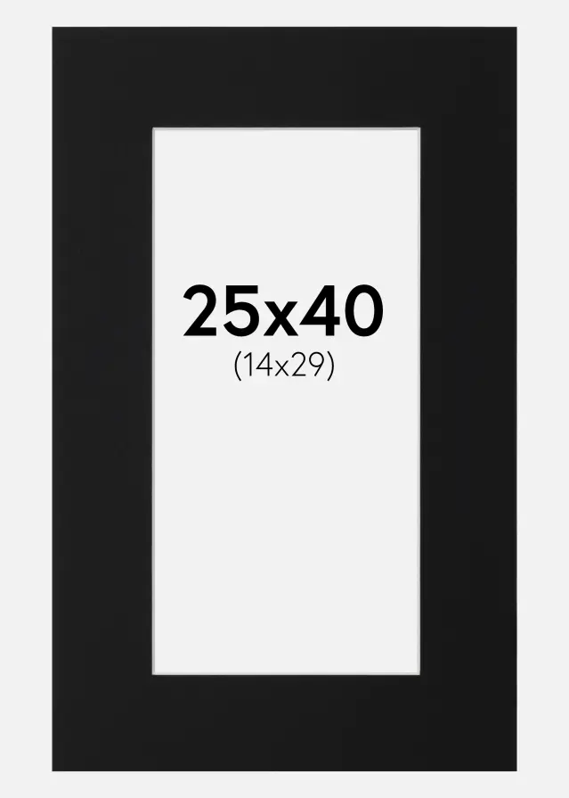 Passepartout Sort Standard (Hvid kerne) 25x40 cm (14x29)