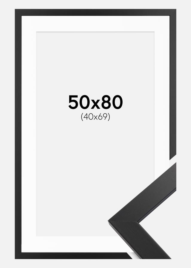 Ramme Black Wood 50x80 cm - Passepartout Hvid 41x70 cm