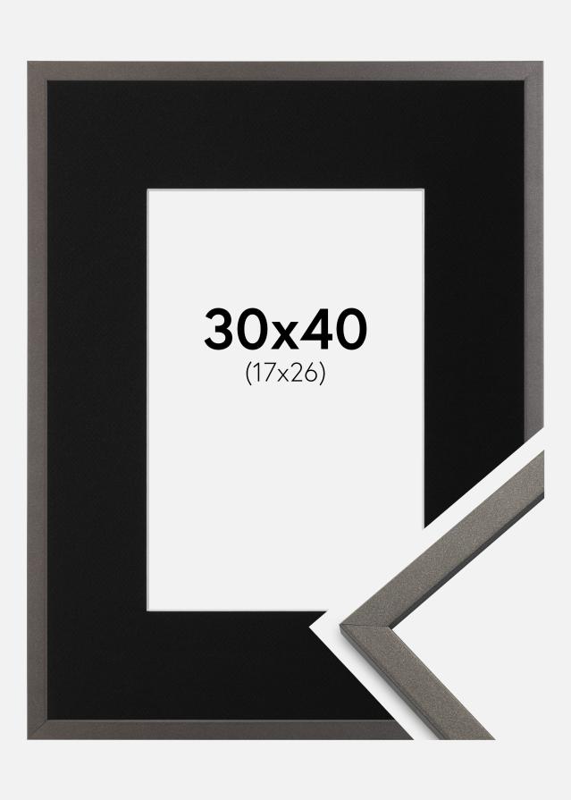Ramme Edsbyn Grafit 30x40 cm - Passepartout Sort 18x27 cm