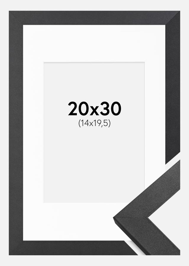 Ramme Graphite Wood 20x30 cm - Passepartout Hvid 15x21 cm (A5)