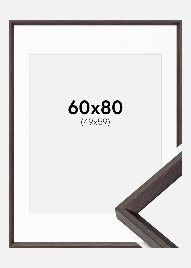 Ramme Globe Espresso 60x80 cm - Passepartout Hvid 50x60 cm