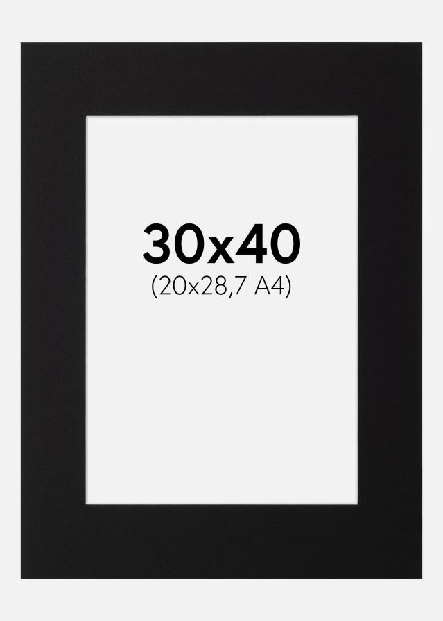 Passepartout Sort Standard (Hvid kerne) 30x40 cm (20x28,7 - A4)