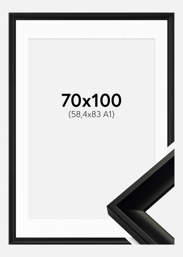 Ramme Öjaren Sort 70x100 cm - Passepartout Hvid 59,4x84 cm (A1)