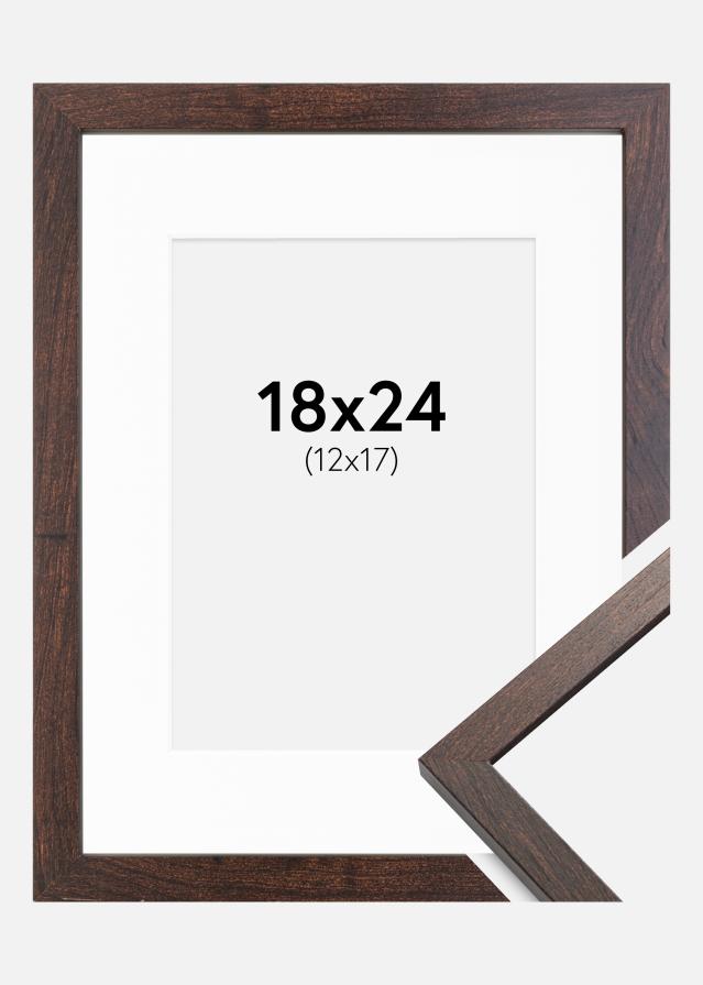 Ramme Trendy Valnød 18x24 cm - Passepartout Hvid 13x18 cm