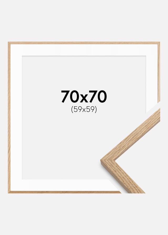 Ramme Oslo Eg 70x70 cm - Passepartout Hvid 60x60 cm