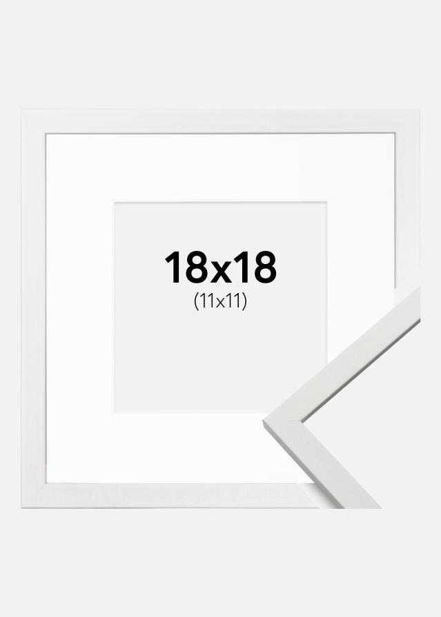 Ramme Edsbyn Hvid 18x18 cm - Passepartout Hvid 12x12 cm