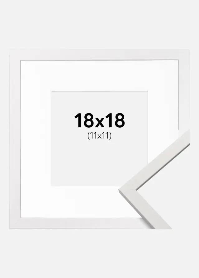 Ramme Edsbyn Hvid 18x18 cm - Passepartout Hvid 12x12 cm
