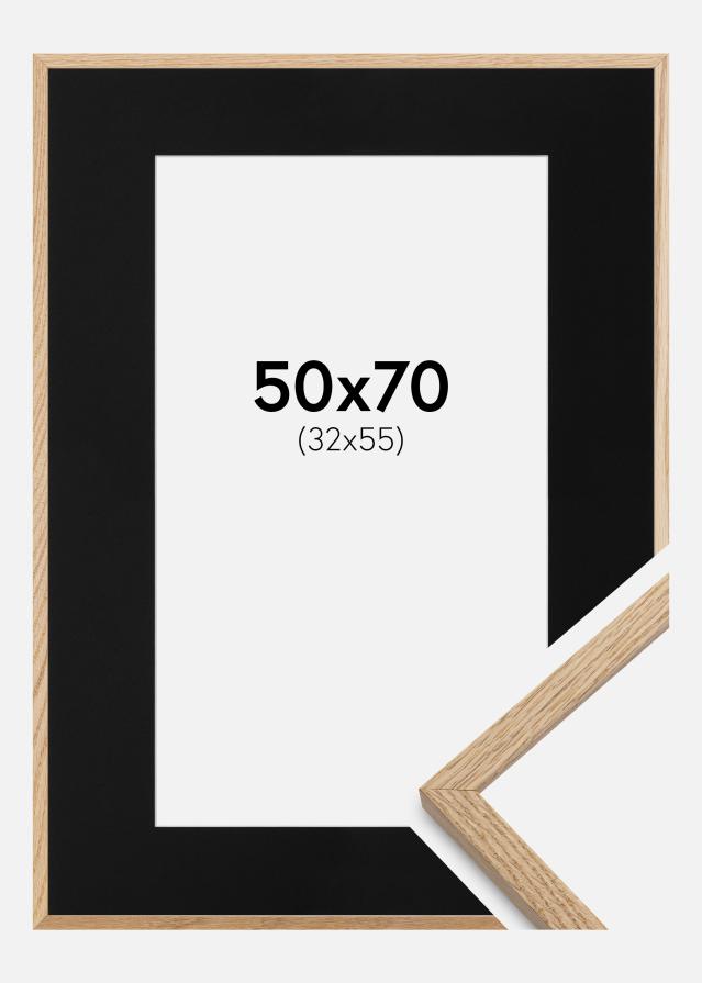 Ramme Oslo Eg 50x70 cm - Passepartout Sort 33x56 cm