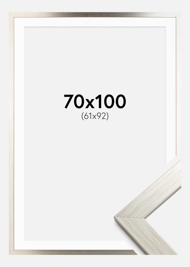 Ramme Silver Wood 70x100 cm - Passepartout Hvid 62x93 cm