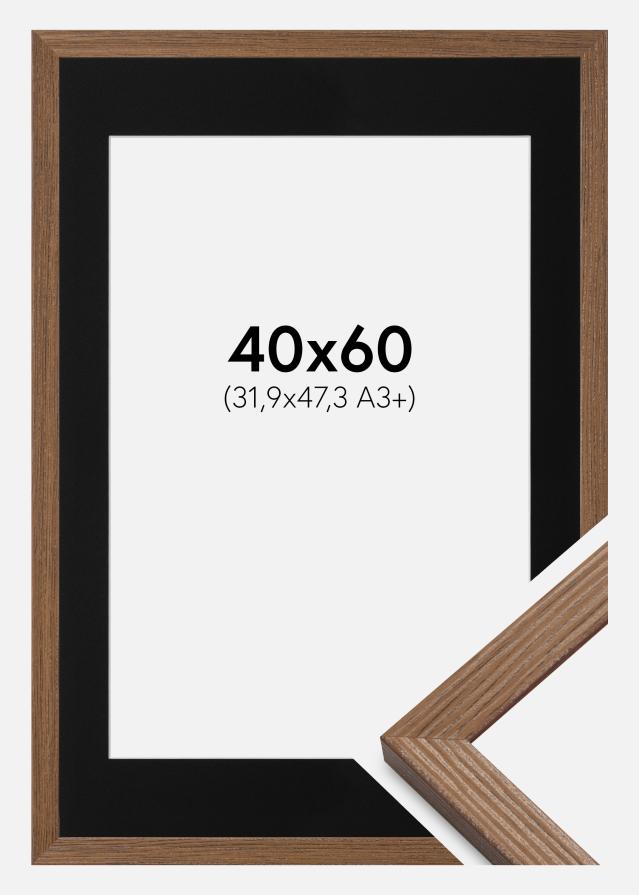 Ramme Fiorito Mørk Eg 40x60 cm - Passepartout Sort 32,9x48,3 cm (A3+)