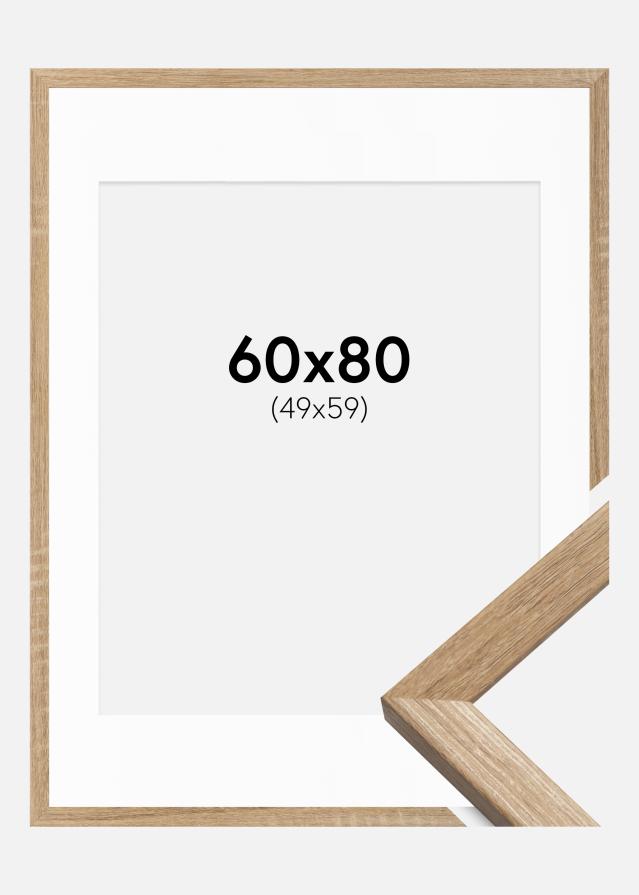 Ramme Fiorito Lys Eg 60x80 cm - Passepartout Hvid 50x60 cm