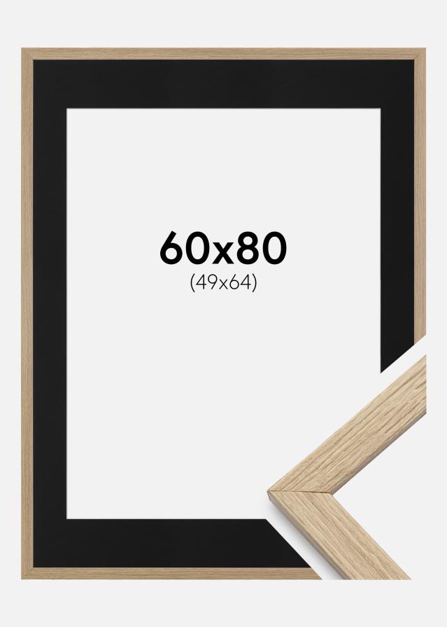 Ramme Stilren Eg 60x80 cm - Passepartout Sort 50x65 cm