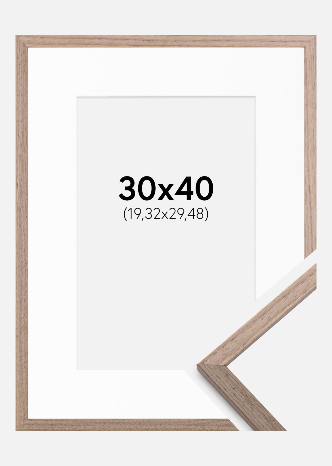 Product Image for Ramme Edsbyn Lys Valnød 30x40 cm - Passepartout Hvid 8x12 inches