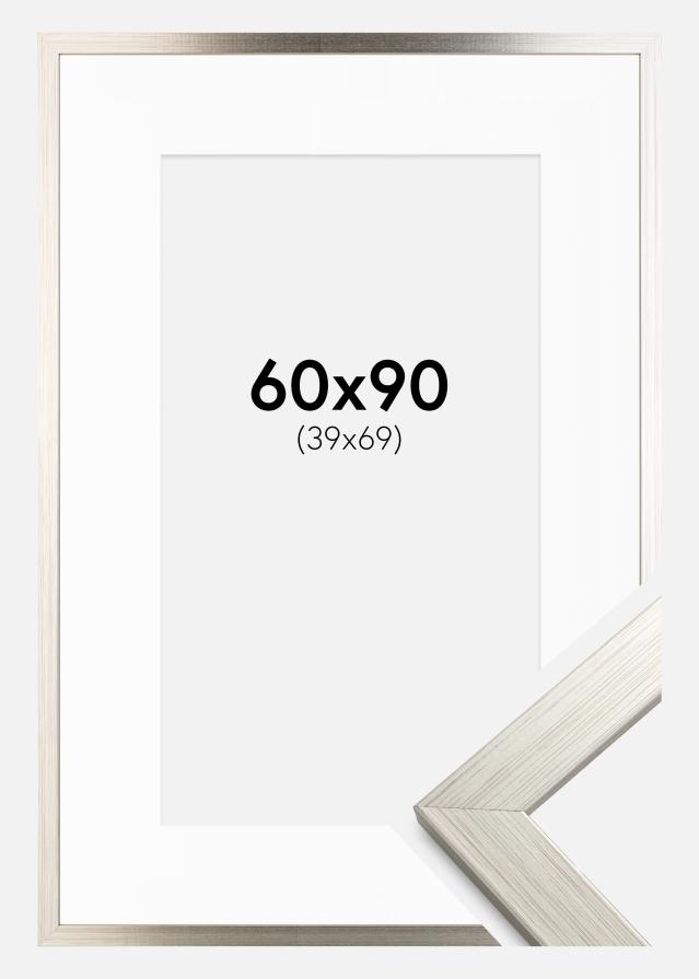 Ramme Silver Wood 60x90 cm - Passepartout Hvid 40x70 cm