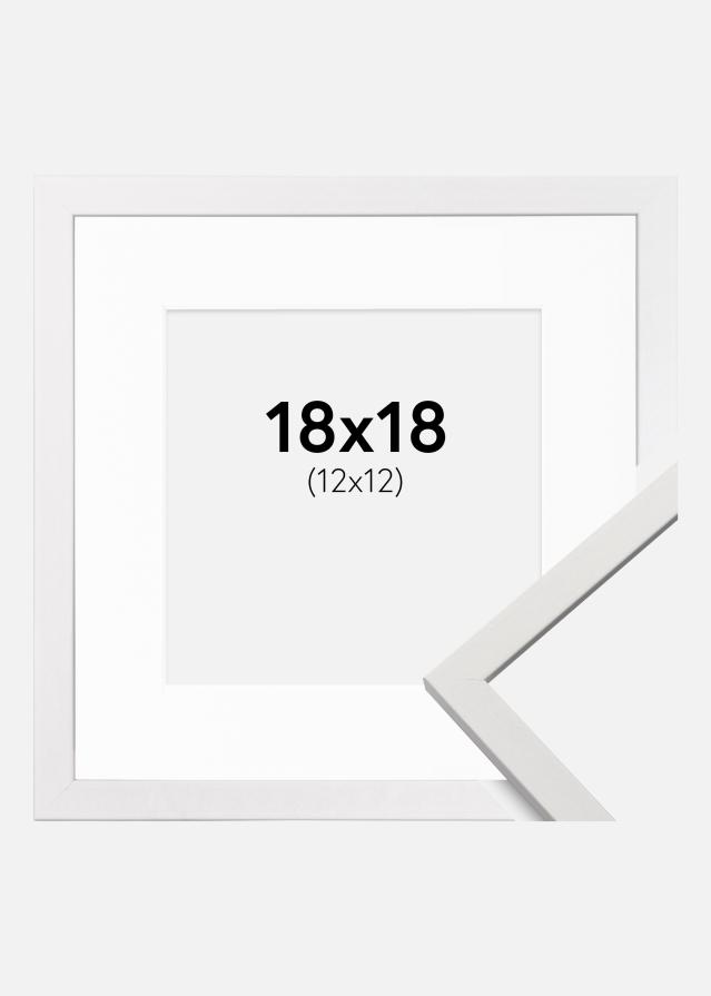 Ramme Edsbyn Hvid 18x18 cm - Passepartout Hvid 13x13 cm