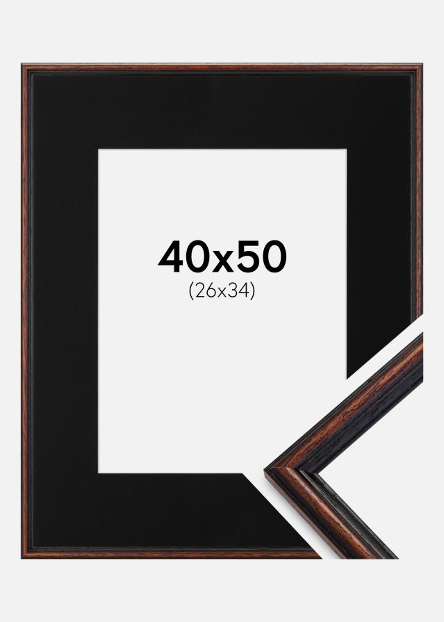 Ramme Horndal Valnød 40x50 cm - Passepartout Sort 27x35 cm