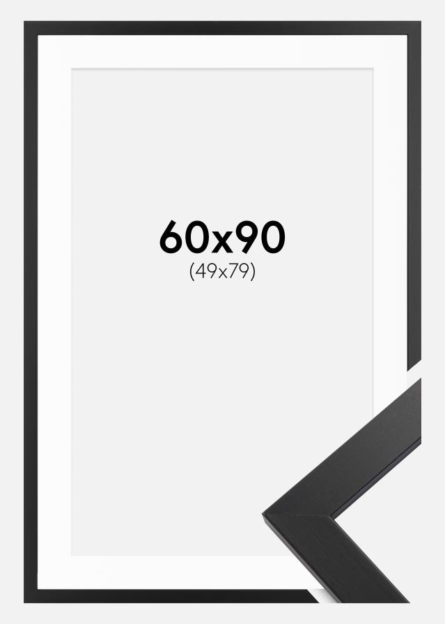 Ramme Black Wood 60x90 cm - Passepartout Hvid 50x80 cm