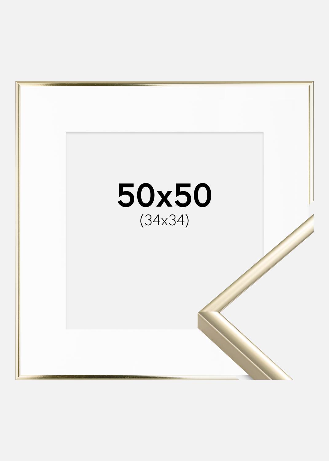 Product Image for Ramme Aluminium Blank Guld 50x50 cm - Passepartout Hvid 35x35 cm