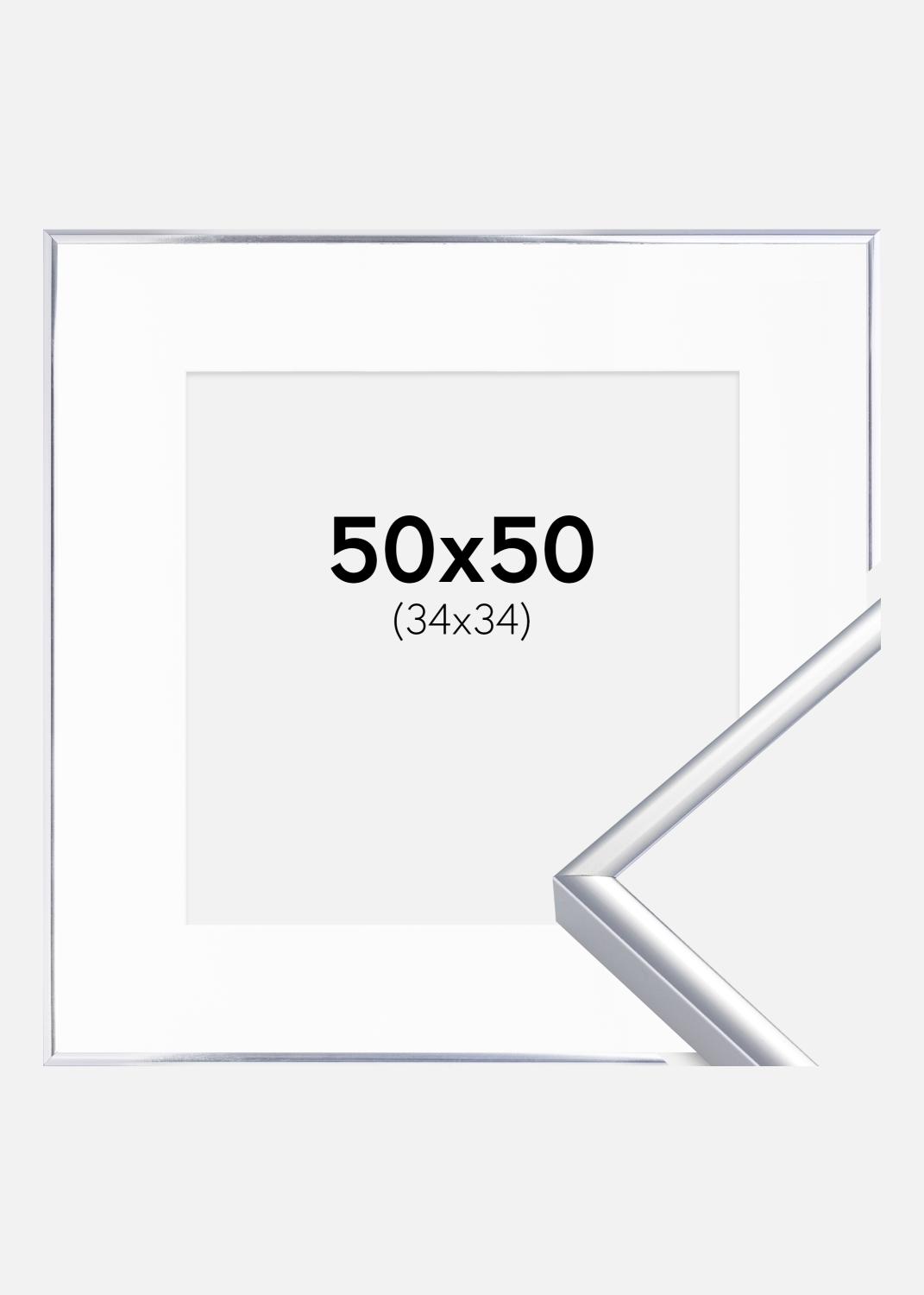 Product Image for Ramme Aluminium Blank Sølv 50x50 cm - Passepartout Hvid 35x35 cm