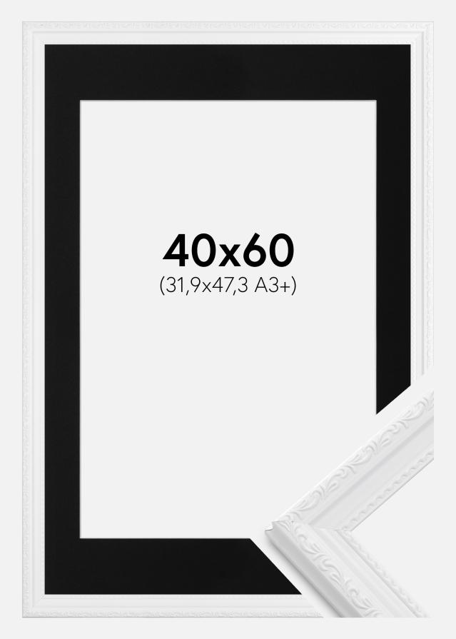 Ramme Abisko Hvid 40x60 cm - Passepartout Sort 32,9x48,3 cm (A3+)