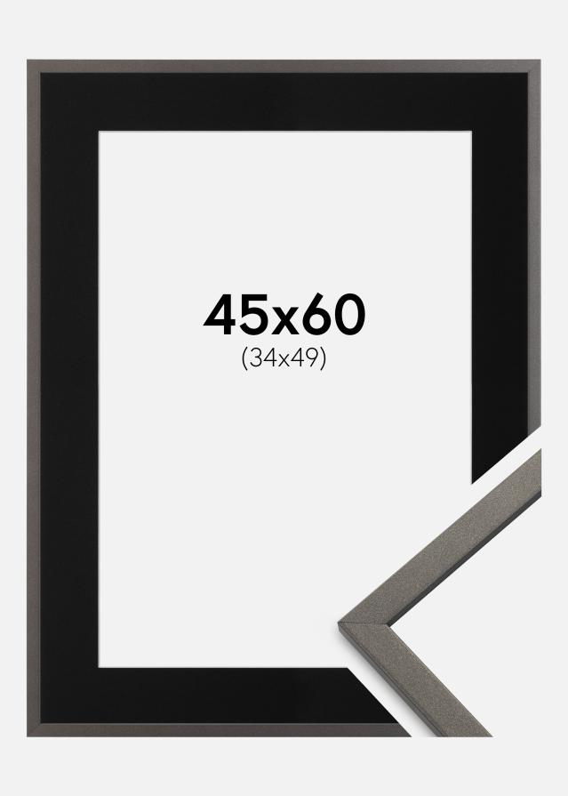 Ramme Edsbyn Grafit 45x60 cm - Passepartout Sort 35x50 cm