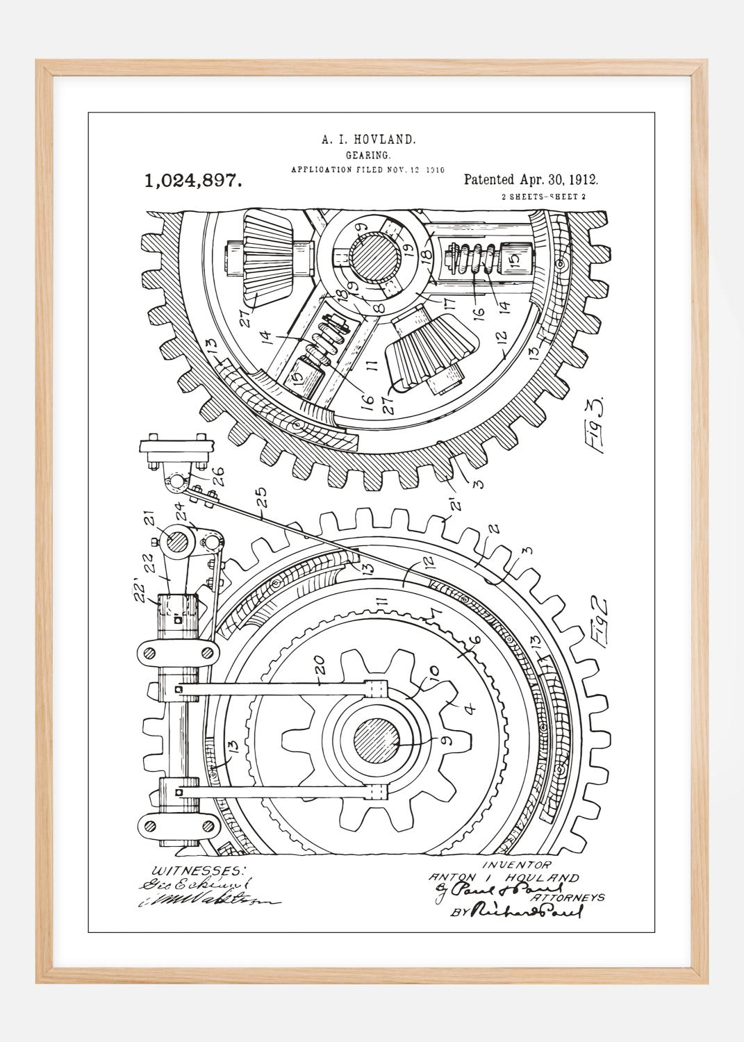 Product Image for Patenttegning - Gear - Hvid Plakat (21x29.7 cm (A4))