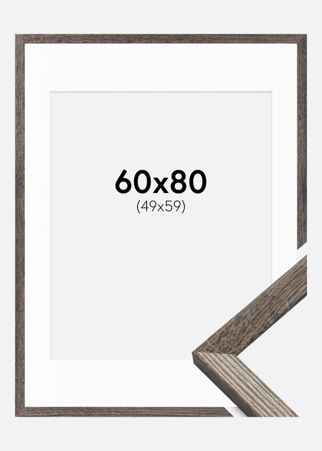Ramme Fiorito Valnød 60x80 cm - Passepartout Hvid 50x60 cm