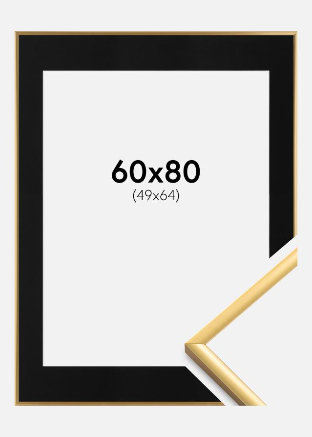 Ramme New Lifestyle Shiny Gold 60x80 cm - Passepartout Sort 50x65 cm