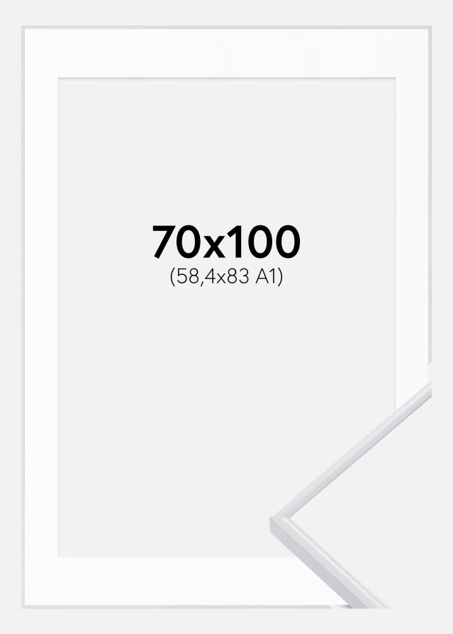 Ramme Visby Hvid 70x100 cm - Passepartout Hvid 59,4x84 cm (A1)