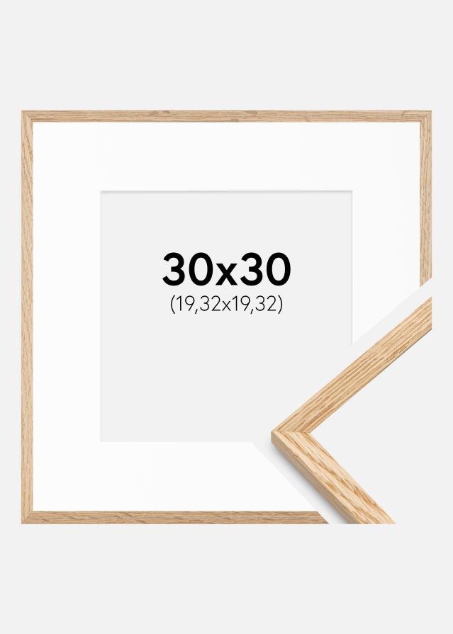 Ramme Tynd Eg 30x30 cm - Passepartout Hvid 8x8 inches