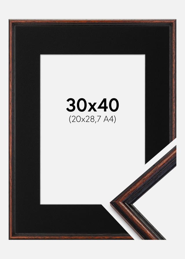 Ramme Horndal Valnød 30x40 cm - Passepartout Sort 21x29,7 cm (A4)