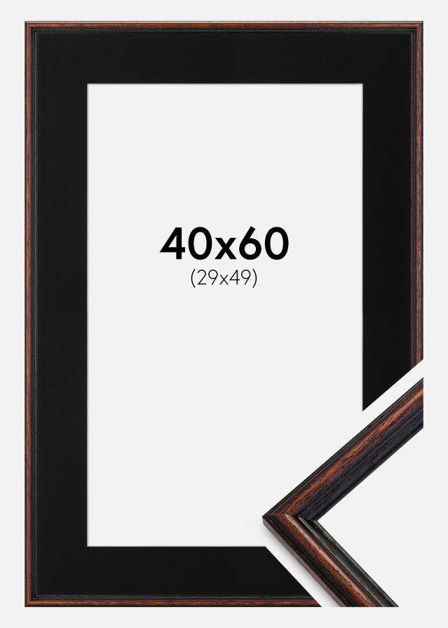Ramme Horndal Valnød 40x60 cm - Passepartout Sort 30x50 cm