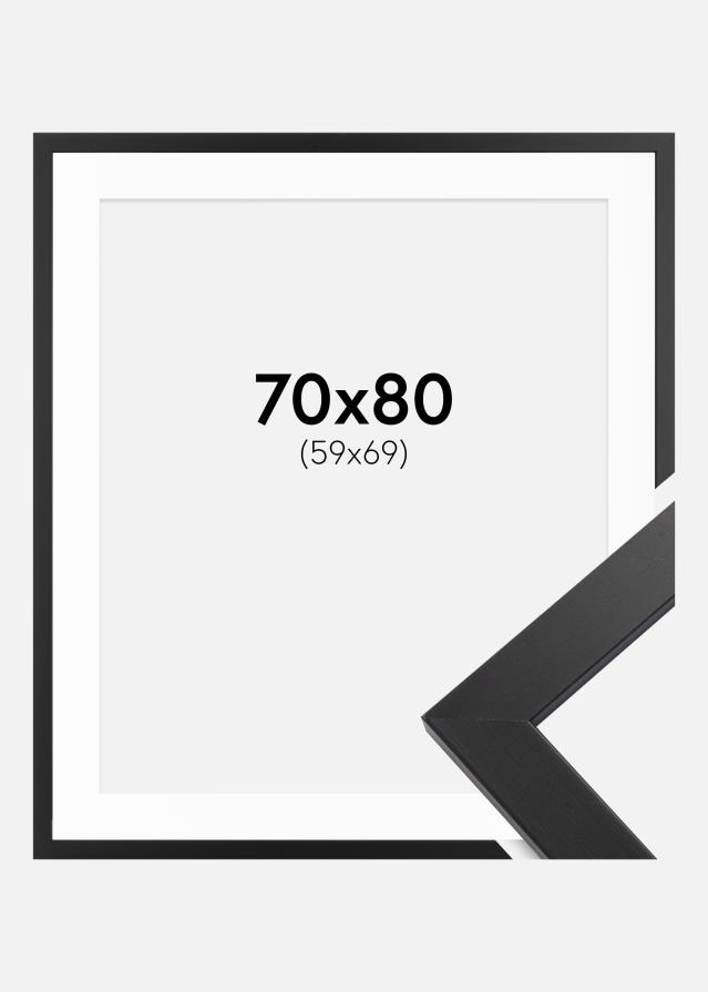 Ramme Black Wood 70x80 cm - Passepartout Hvid 60x70 cm