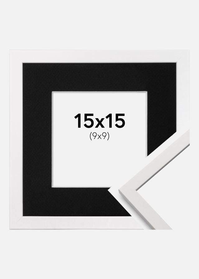 Ramme Edsbyn Hvid 15x15 cm - Passepartout Sort 10x10 cm