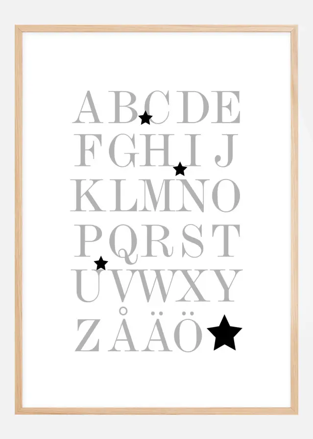 ABC - Grå/Sort Plakat