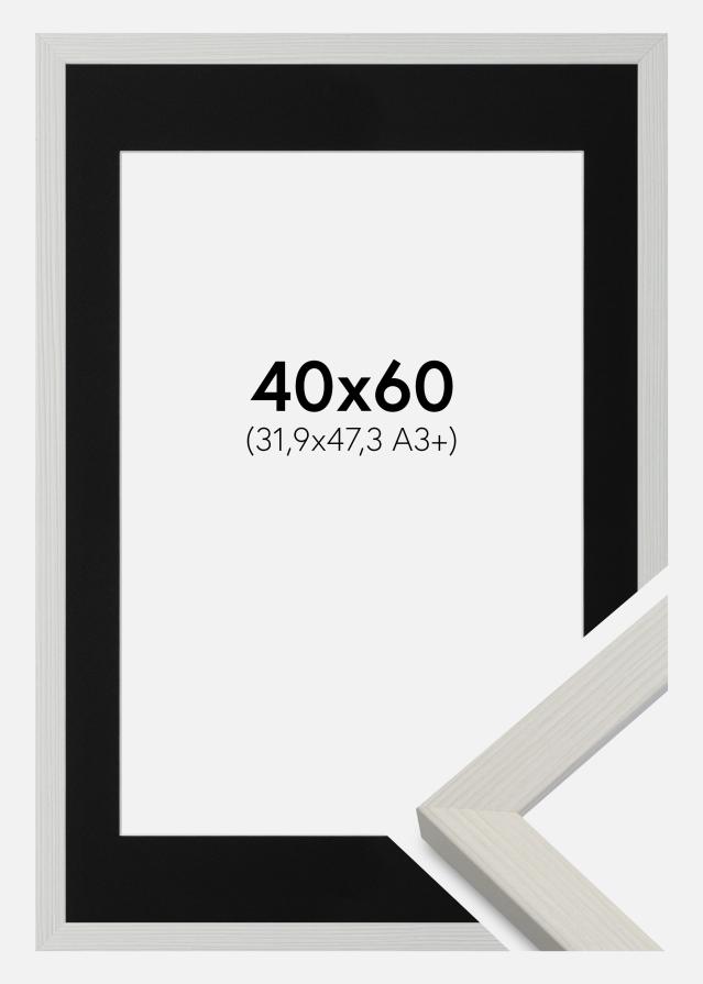 Ramme Fiorito Hvid 40x60 cm - Passepartout Sort 32,9x48,3 cm (A3+)