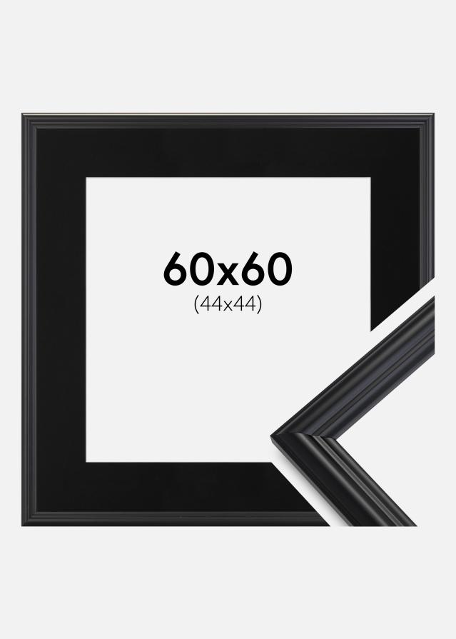 Ramme Siljan Sort 60x60 cm - Passepartout Sort 45x45 cm