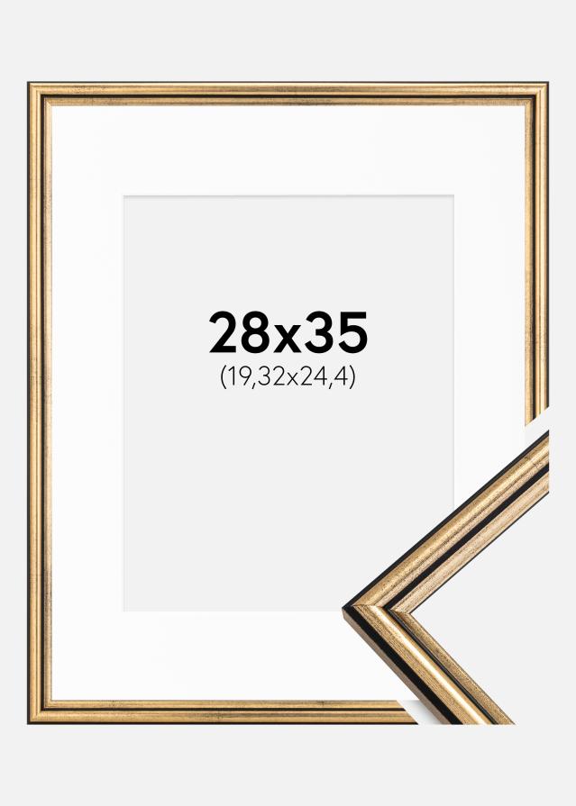 Ramme Horndal Guld 28x35 cm - Passepartout Hvid 8x10 inches