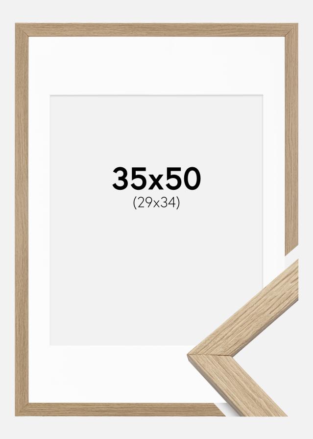 Ramme Stilren Eg 35x50 cm - Passepartout Hvid 30x35 cm