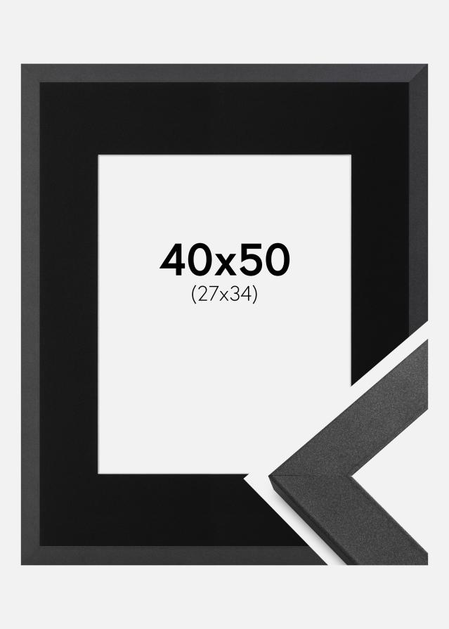 Ramme Graphite Wood 40x50 cm - Passepartout Sort 28x35 cm