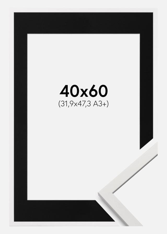 Ramme Edsbyn Hvid 40x60 cm - Passepartout Sort 32,9x48,3 cm (A3+)