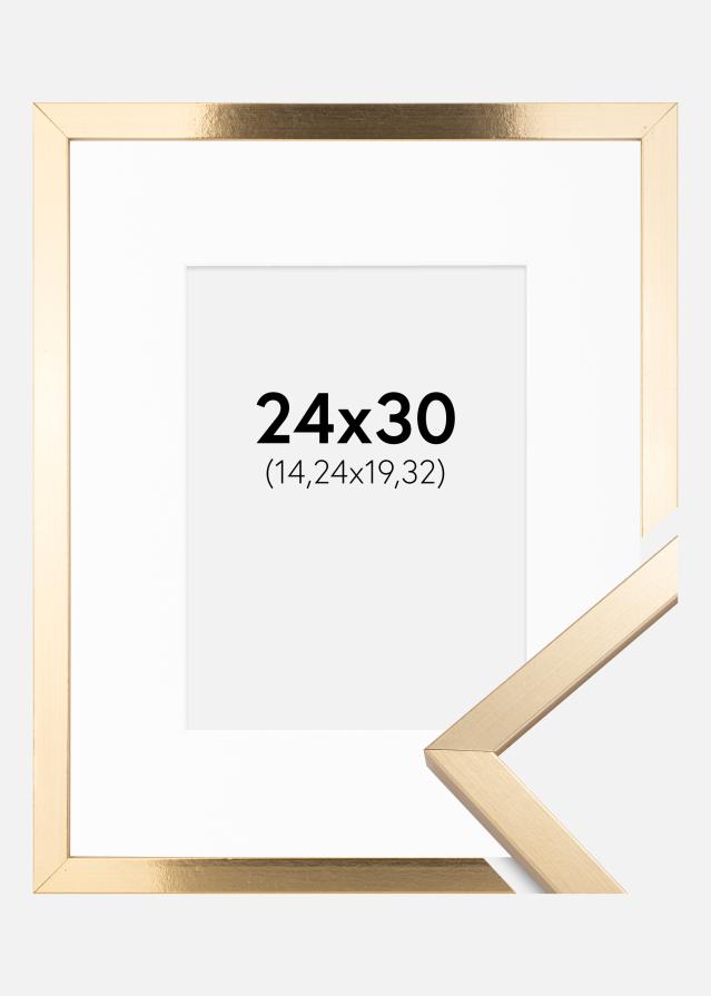 Ramme Trendy Guld 24x30 cm - Passepartout Hvid 6x8 inches