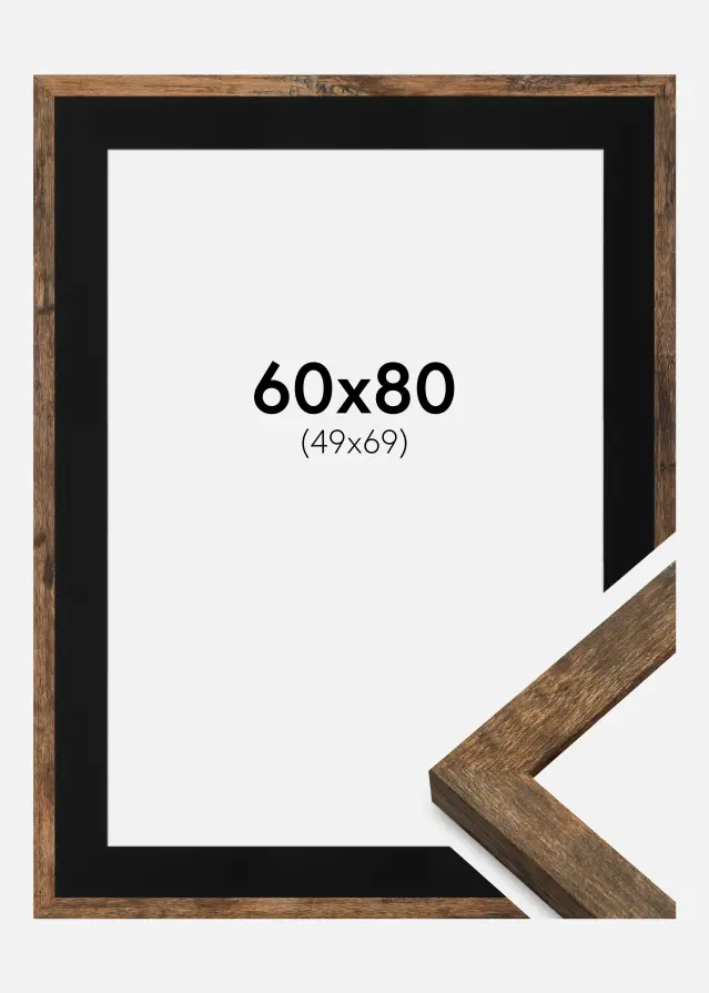 Ramme Fiorito Washed Oak 60x80 cm - Passepartout Sort 50x70 cm