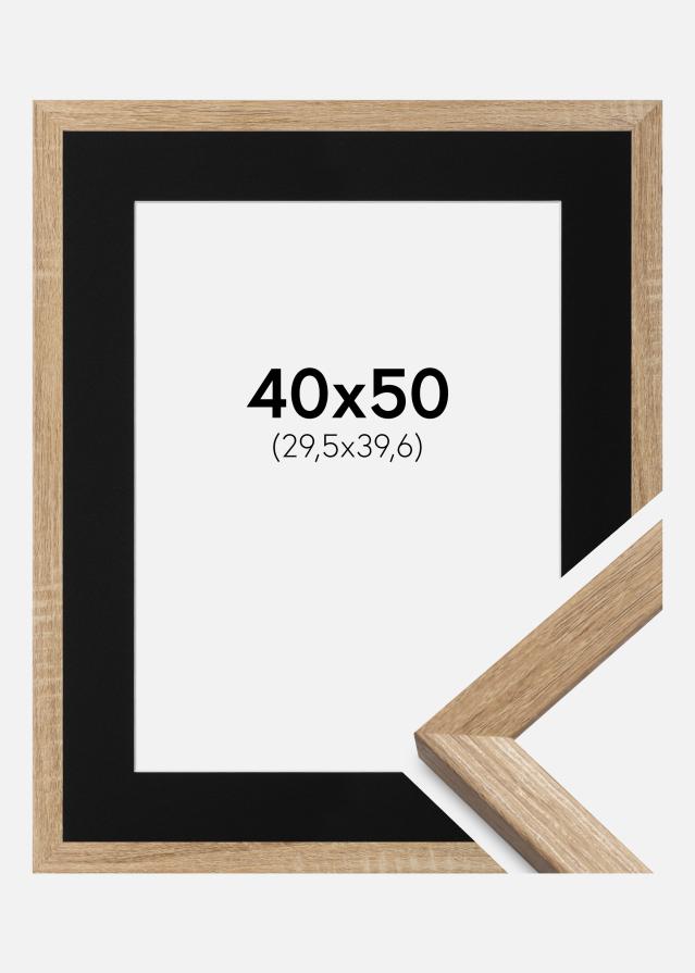 Ramme Fiorito Lys Eg 40x50 cm - Passepartout Sort 12x16 inches