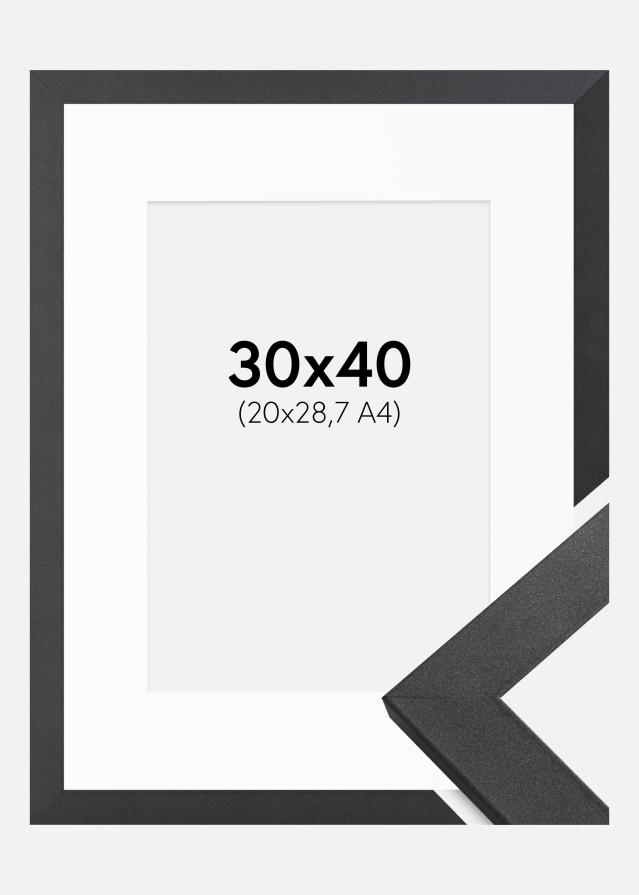 Ramme Graphite Wood 30x40 cm - Passepartout Hvid 21x29,7 cm (A4)