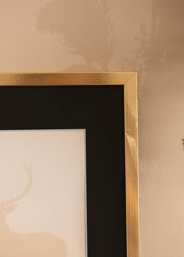 Ramme Trendy Guld 18x24 cm - Passepartout Sort 13x17 cm