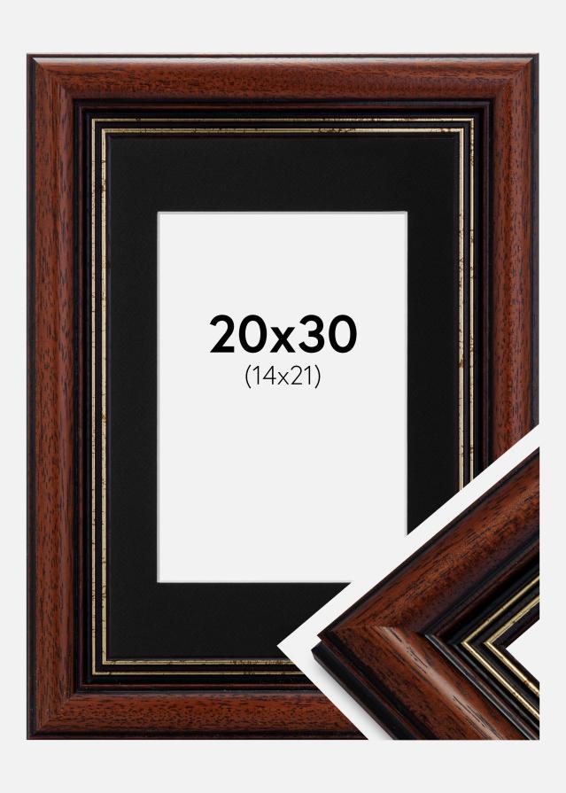 Ramme Old Retro 20x30 cm - Passepartout Sort 15x22 cm
