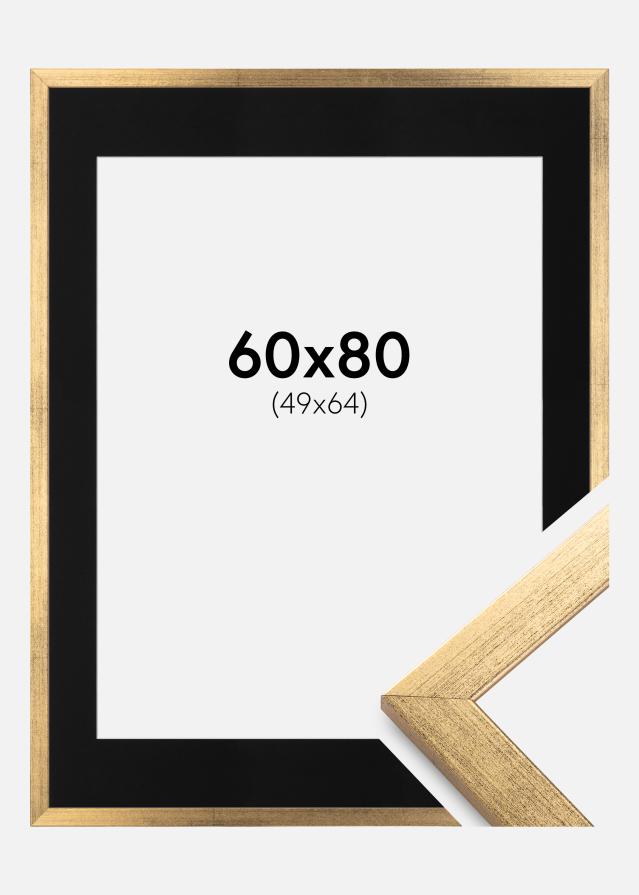 Ramme Stilren Guld 60x80 cm - Passepartout Sort 50x65 cm